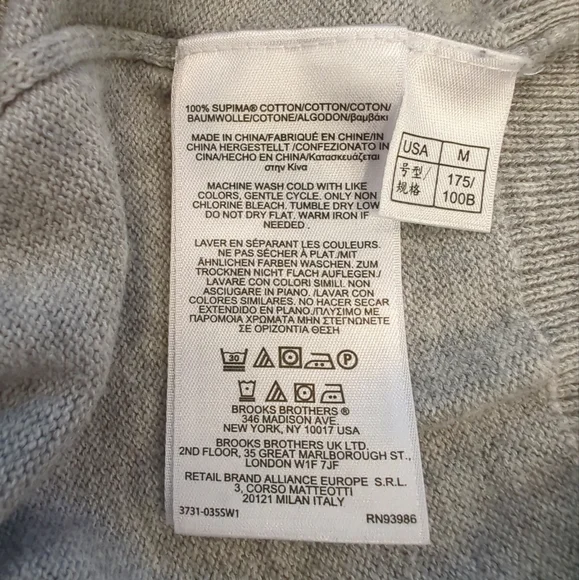 Men's Brooks Brothers Supima 100% Cotton V-Neck Sweater Grey Size Medium EUC - Picture 4 of 5